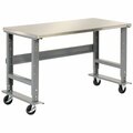 Global Industrial 60x30 Mobile Adjustable Height C-Channel Leg Workbench, Stainless Steel 239125A